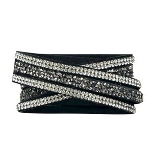 Bebe Black Luxe Rhinestone and Crystal Wrap Bracelet
